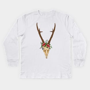 Boho deer skull Kids Long Sleeve T-Shirt